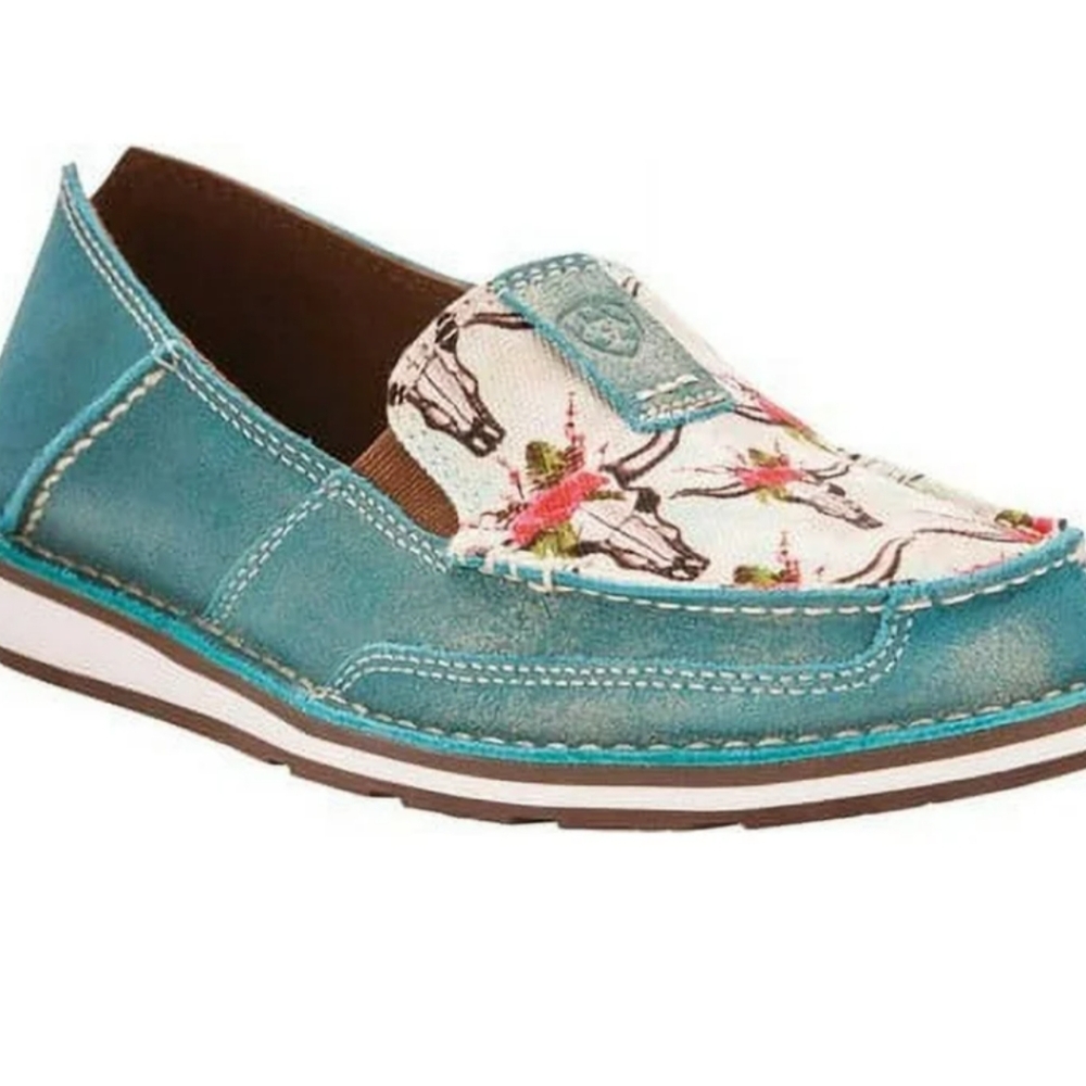 Ariat Cruisers Turquoise with Bulls size 7B
